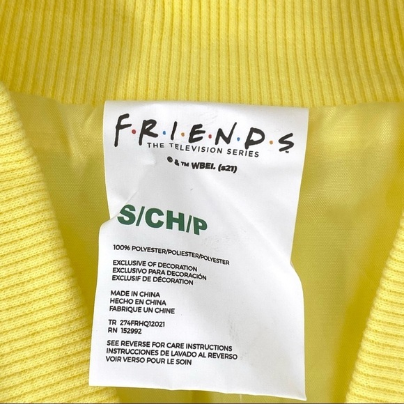 F.R.I.E.N.D.S Full Zip Bomber Jacket YELLOW - S - Picture 5 of 7